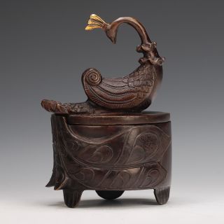 Antique Chinese Bronze Phoenix Incense Burner Vintage Asian Cultures Colletibles photo