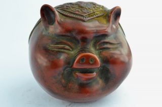 Asian Old Collectibles Decorated Wonderful Handwork Money Drawing Pig Statue photo