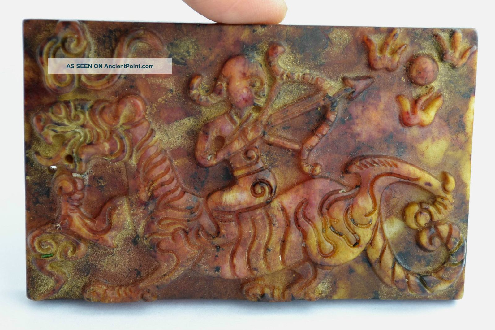 China Collectibles Old Handwork Jade Carving Hou Yishooting The Sun Pendant Jade/ Hardstone photo