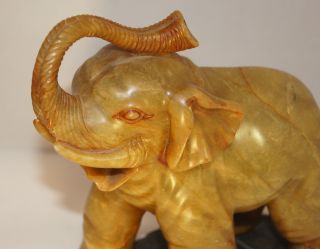 Very Fine 20th Century Hand Carved Chinese Soapstone Elephant Statue No Res photo