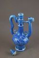 Unique Chinese Monochrome Blue Glaze Porcelain Dragon&phoenix Wine Pot Pots photo 10