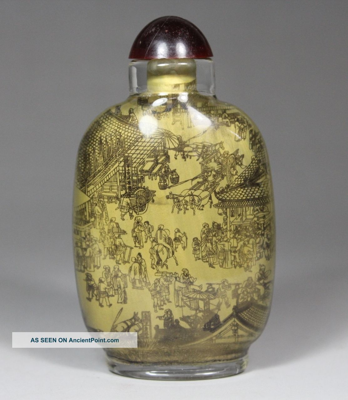 Chinese Old Glass Handwork Exquisite Inwall Painting Market Snuff Bottle Snuff Bottles photo