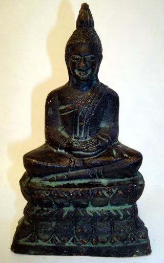 Attractive Thai,  Ayutthaya,  Bronze Seated Buddha Statue.  Antique.  9.  99p No Res photo