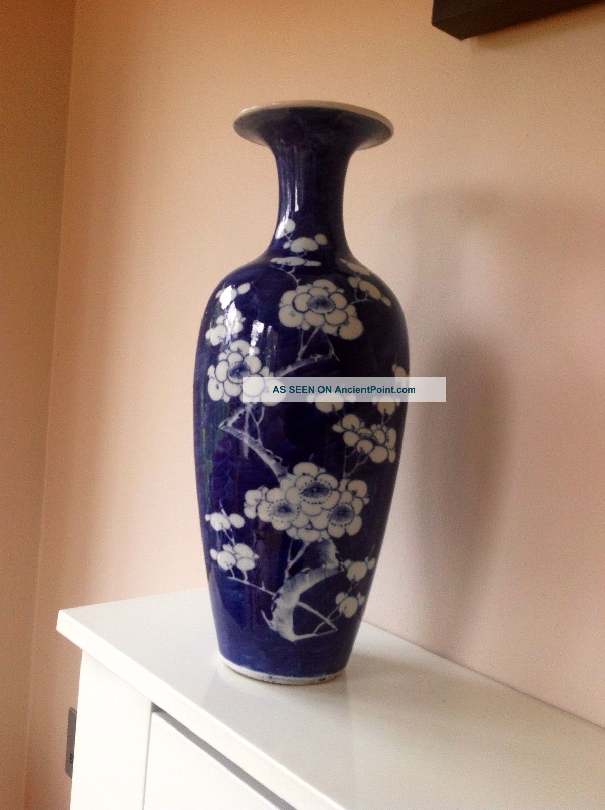 Antique Chinese Large Blue & White Vase Porcelain photo