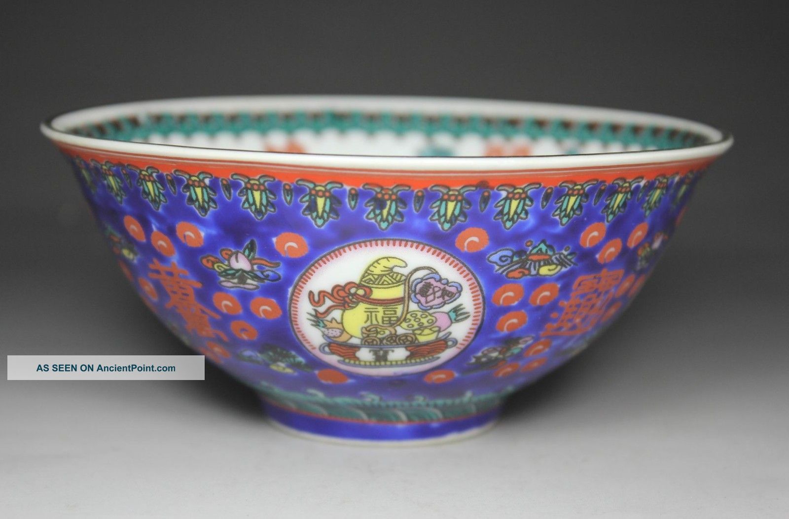 Chinese Handwork Painting Flower Dragon Phoenix Old Porcelain Bowl Porcelain photo