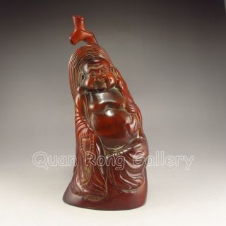 Chinese Ox Horn Statue - Laughing Buddha Nr photo