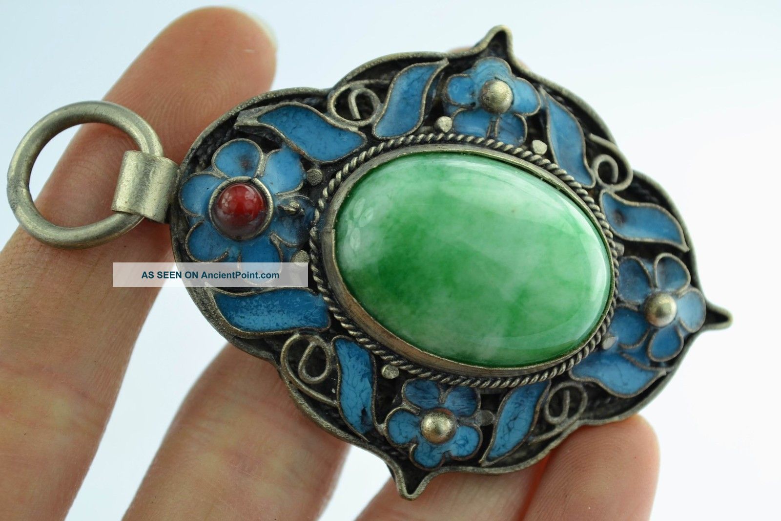 Asian Old Collectibles Decorated Wonderful Handwork Cloisonne Jadeite Pendant Necklaces & Pendants photo
