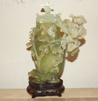 Amazing Fine 19th Century Chinese Carved Jade Vase photo