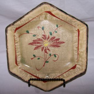 1880 - 1890 Japanese Kutani Oribe Fabric Marked Impressed Stoneware Dish Signed photo