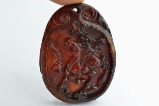 China Collectibles Old Decorated Handwork Jade Chinese Zodiac Horse Pendant photo