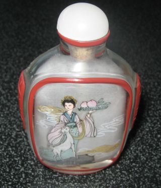Antique Reverse Painting On Glass Japanese Snuff Bottle photo