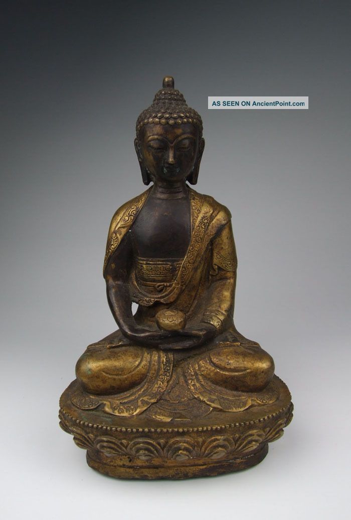 One Gilt Copper Tibetan Bddhua Statue Qing Dynasty Pots photo