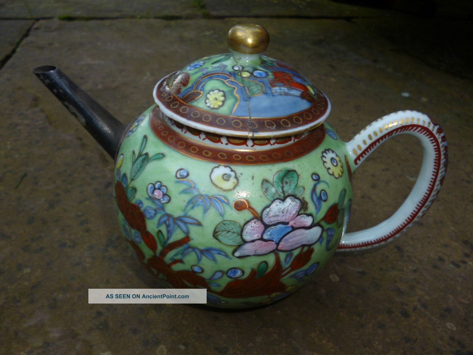 Fine Antique Chinese / Japanese? Teapot With Silver Spout - 18th / 19th Century? Porcelain photo