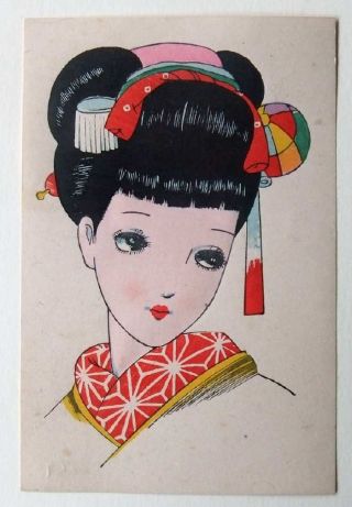 Japanese Woodblock Print Junichi Nakahara Young Girl photo