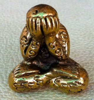 Holy Phra Pid Tar Win Obstacle Luck Success Rich Wealth Safe Charm Thai Amulet photo