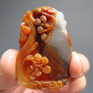 100% Hand - Cut And Carved The Huanglong Jade Plum And Bottles Pendant Charm Nr photo