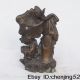 Pair Lotus Boy&girl Bronze Statue Chinese Antique Other photo 7