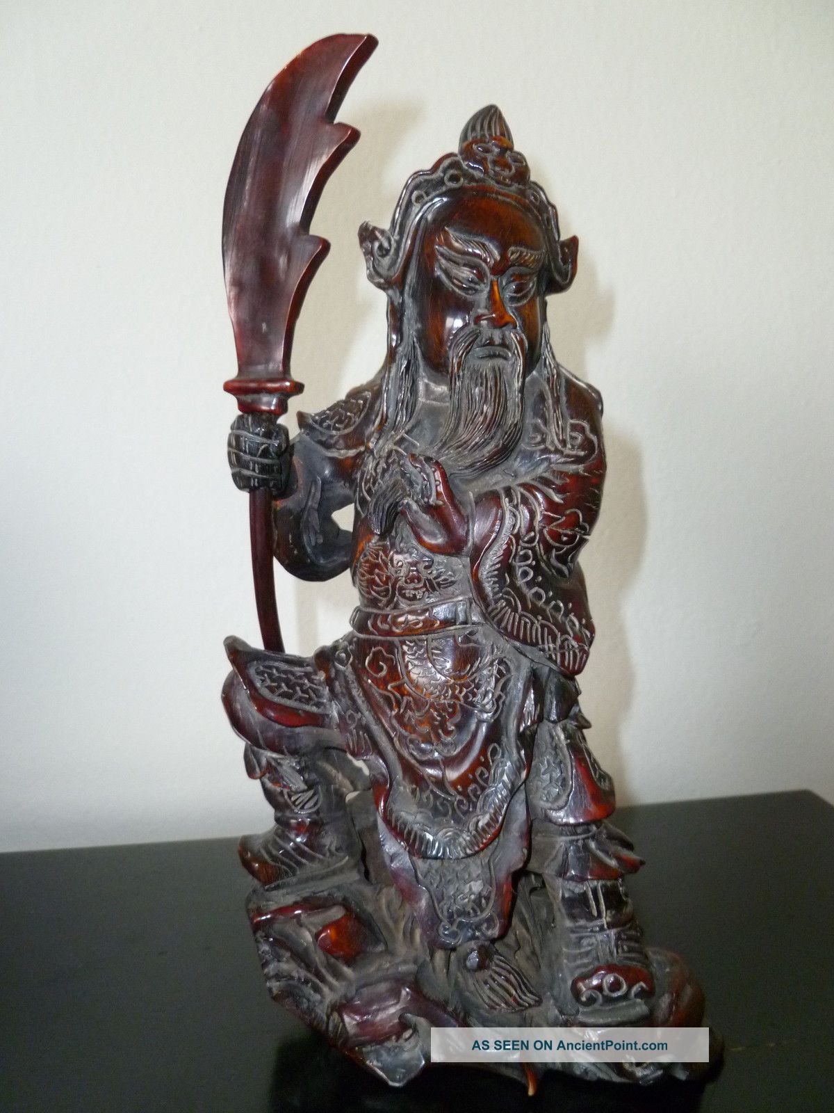 Ox Horn Carved Statue Of Guang Gong (guan Yu) Qing Dynasty Other photo