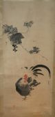 Japanese Scenic Classic Rooster Hand Painted Scroll Kakejiku 129 Paintings & Scrolls photo 1