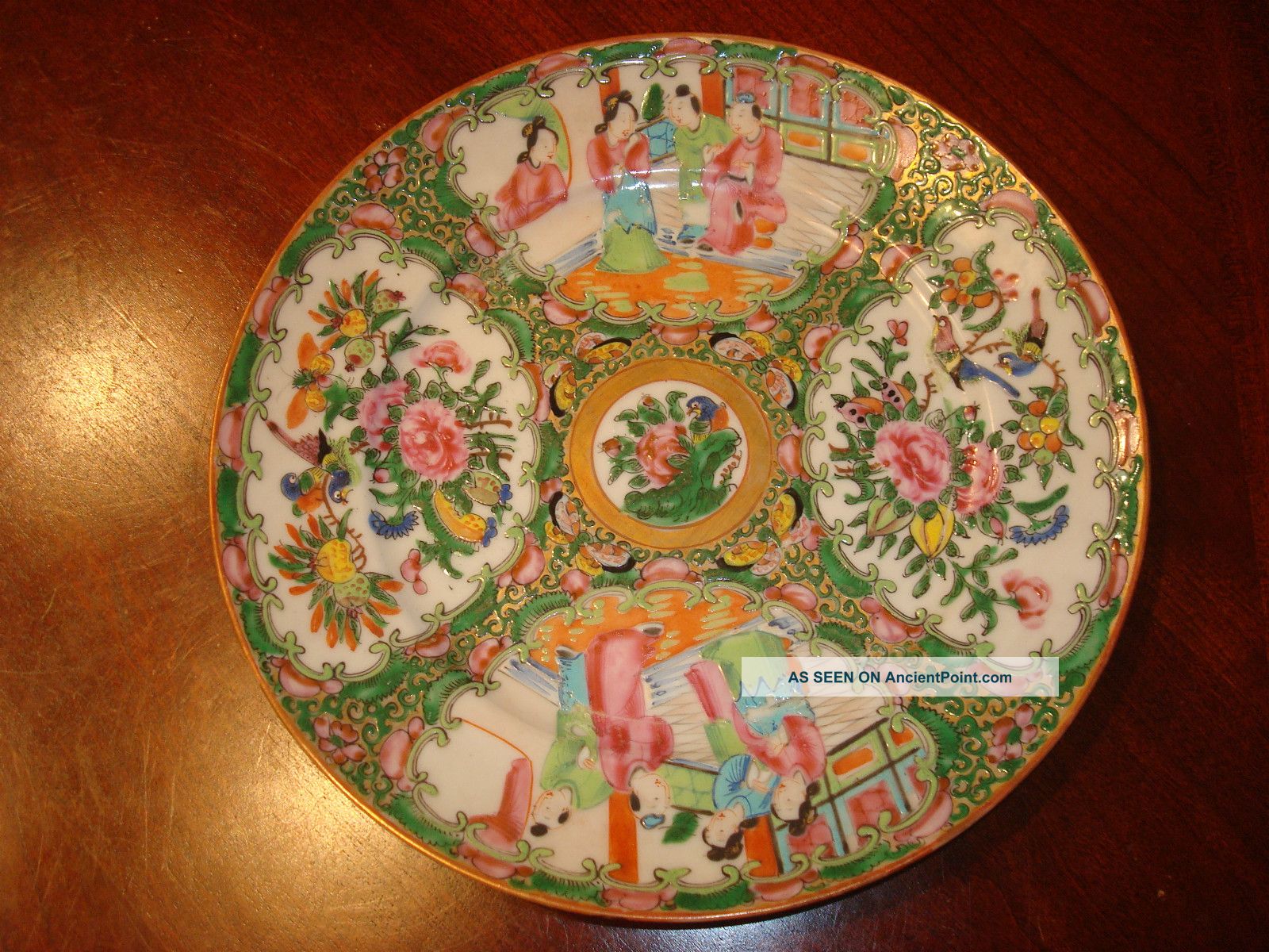 Antique Chinese Rose Medallion Plate C - 2,  8 1/2 