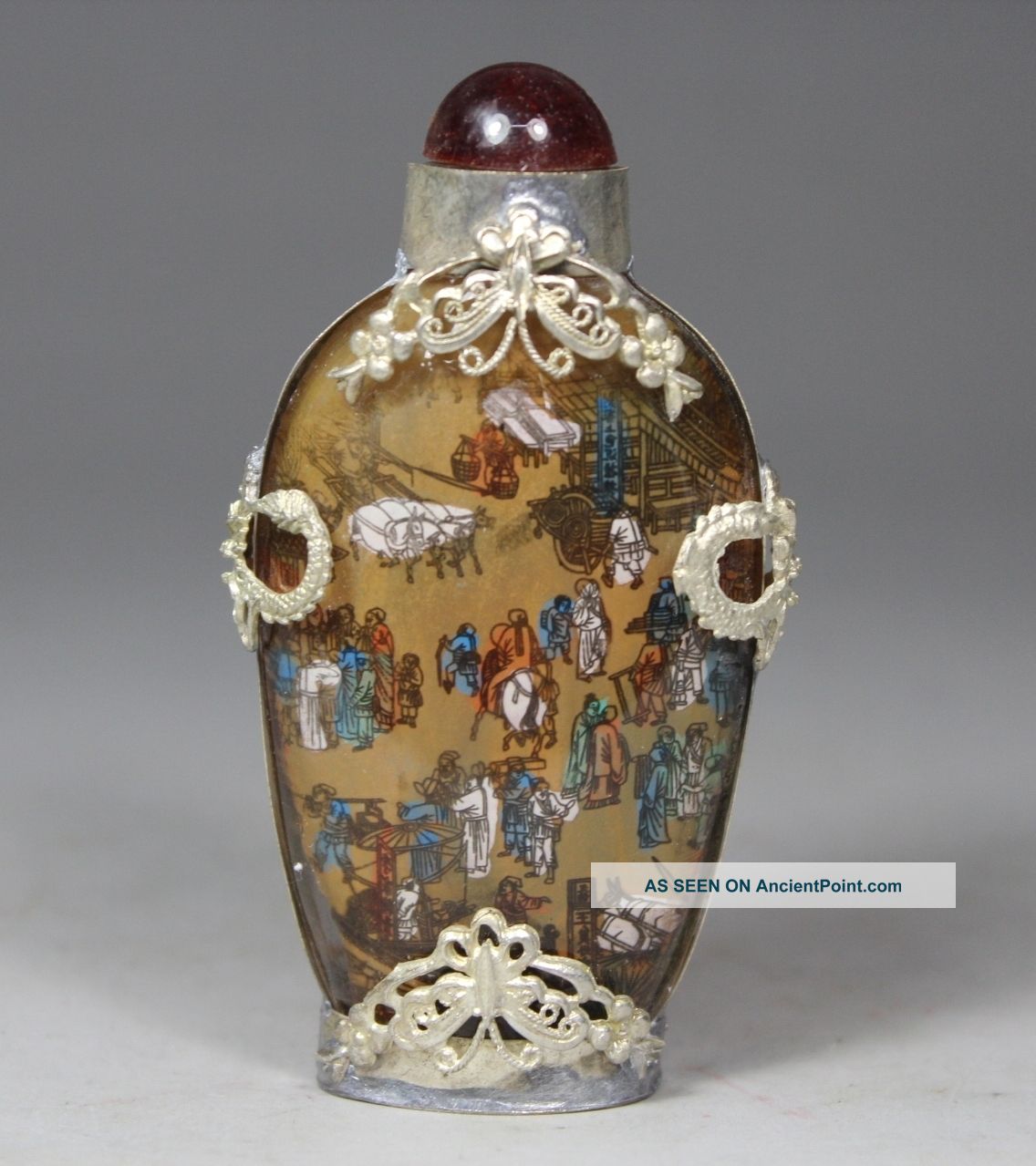 Chinese Handwork Painting Bazaar Old Glass Inside Snuff Bottle Snuff Bottles photo