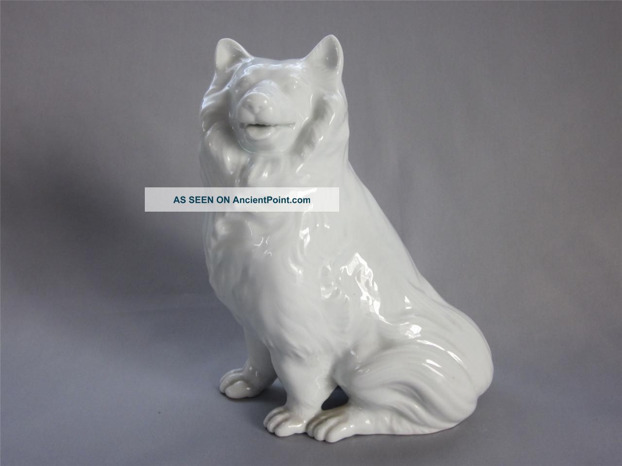 Japanese Arita Ware White Porcelain Statue W/sign By Seizan; Dog Figurine/ 904 Statues photo