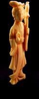 Vintage Chinese Ox Bone Statue Of Guan Yin With Stand - Asian Men, Women & Children photo 3