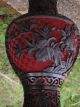Black On Red Early 1900 ' S Chinese Lacquer On Bronze Vase.  Rare & Boxes photo 6