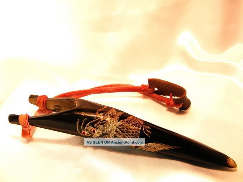 Slingshot Or Catapult Rare Cow Cattle Carved Dragon Pattern From Thailand Amulets photo