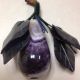 Vintage Africa Amethyst Pear With Dark New Jade Leaves - Hand Carved Other photo 1