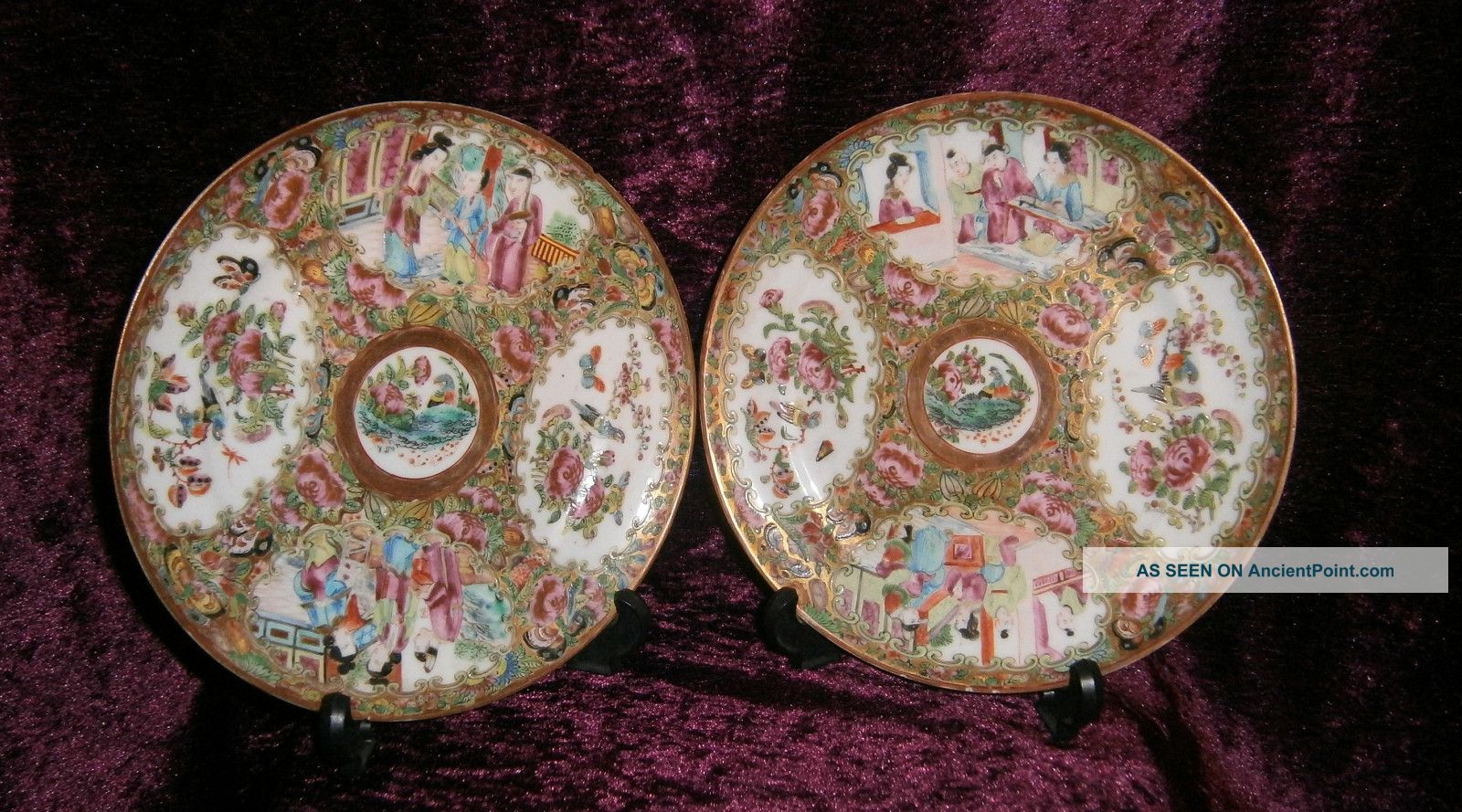 Good Pair Of Antique Chinese Porcelain Famille Rose Plates 1 - Plates photo
