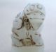 2 Miniature Chinese Hand Carved Yellow Soapstone & White Jade Foo Dog Chop Seals Foo Dogs photo 10