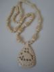 Vintage Beautifully Hand Carved Bone Necklace Middle East photo 1