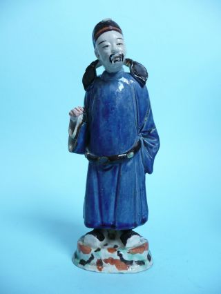 Antique Chinese Figure With Blue Majolica Coat. . . . . . . . . . . . . . . . . . . . . . . . . .  Ref.  3702 photo