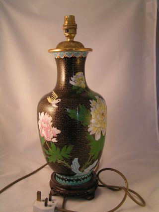 Large Vintage Chinese Cloisonne Table Lamp Base.  L@@k photo