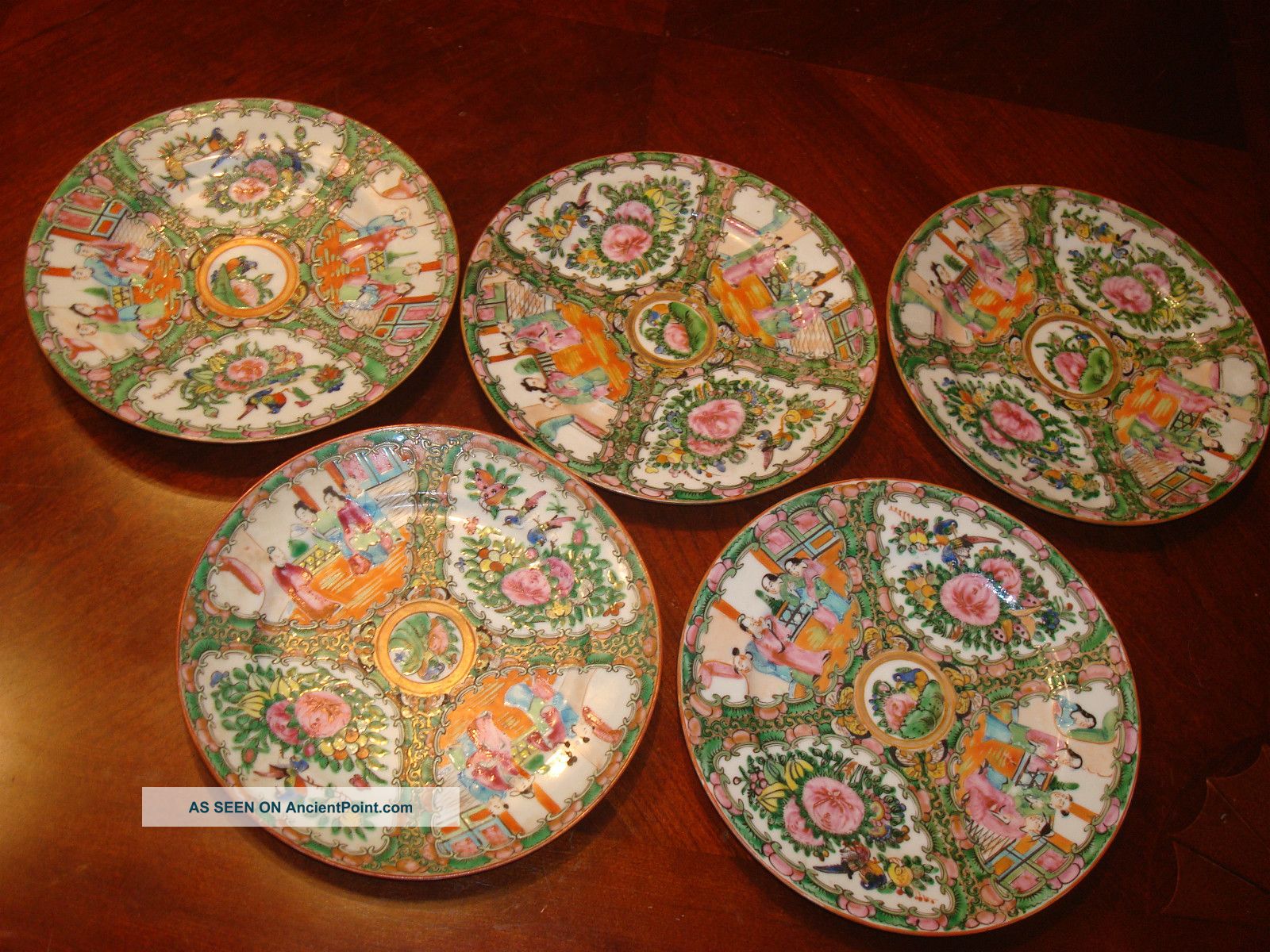 Antique Group Chinese Rose Medallion Plate,  7 1/2 