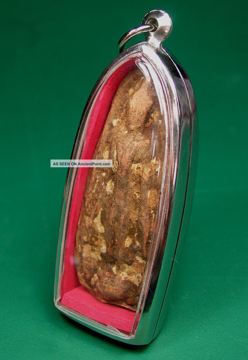 Old Phra Pong Boran Thai Buddha Tablet Encased Pendant Amulets photo