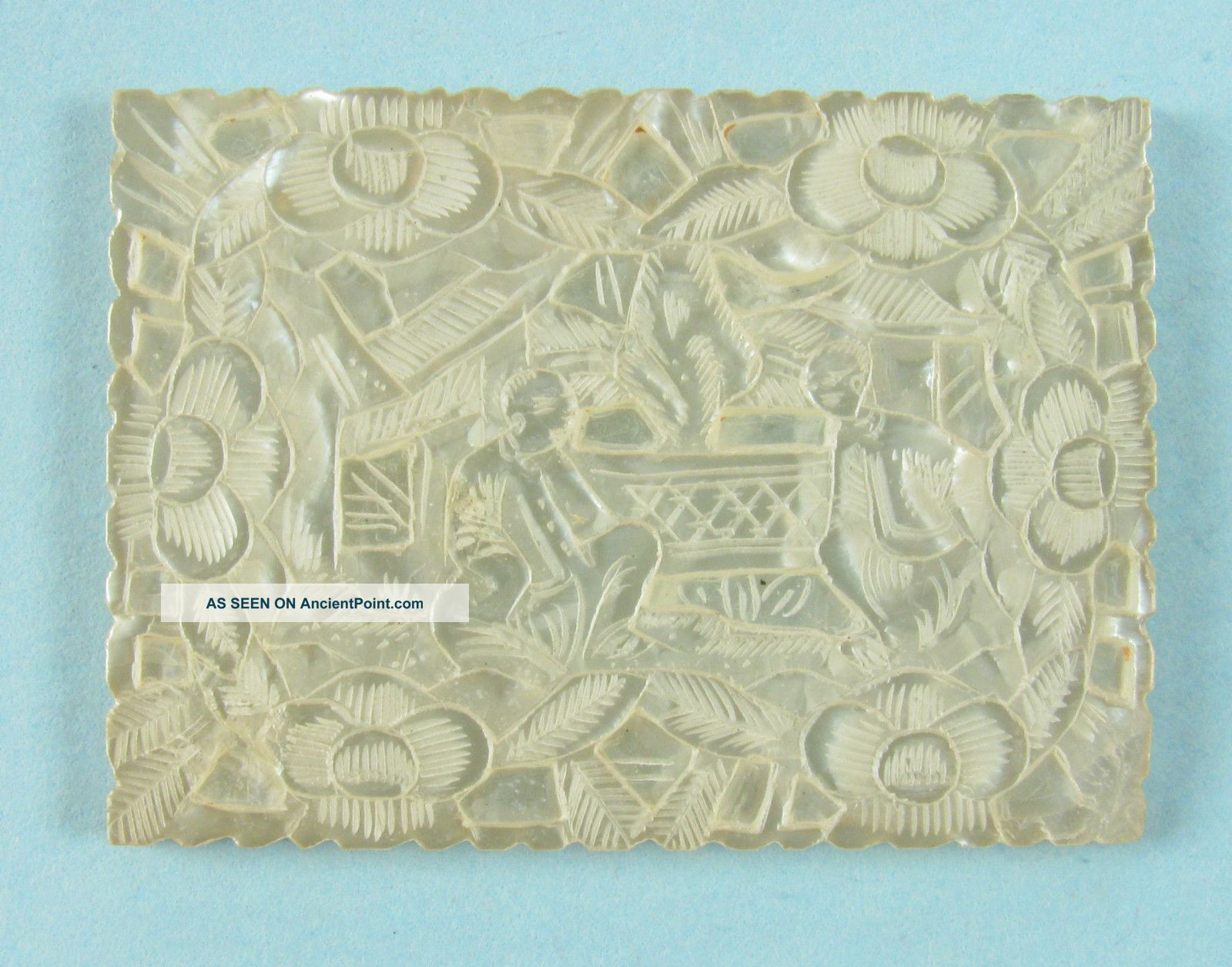 Antique Deep Carved Chinese Mother Of Pearl Game Counter C.  1800s Other photo