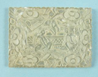 Antique Deep Carved Chinese Mother Of Pearl Game Counter C.  1800s photo