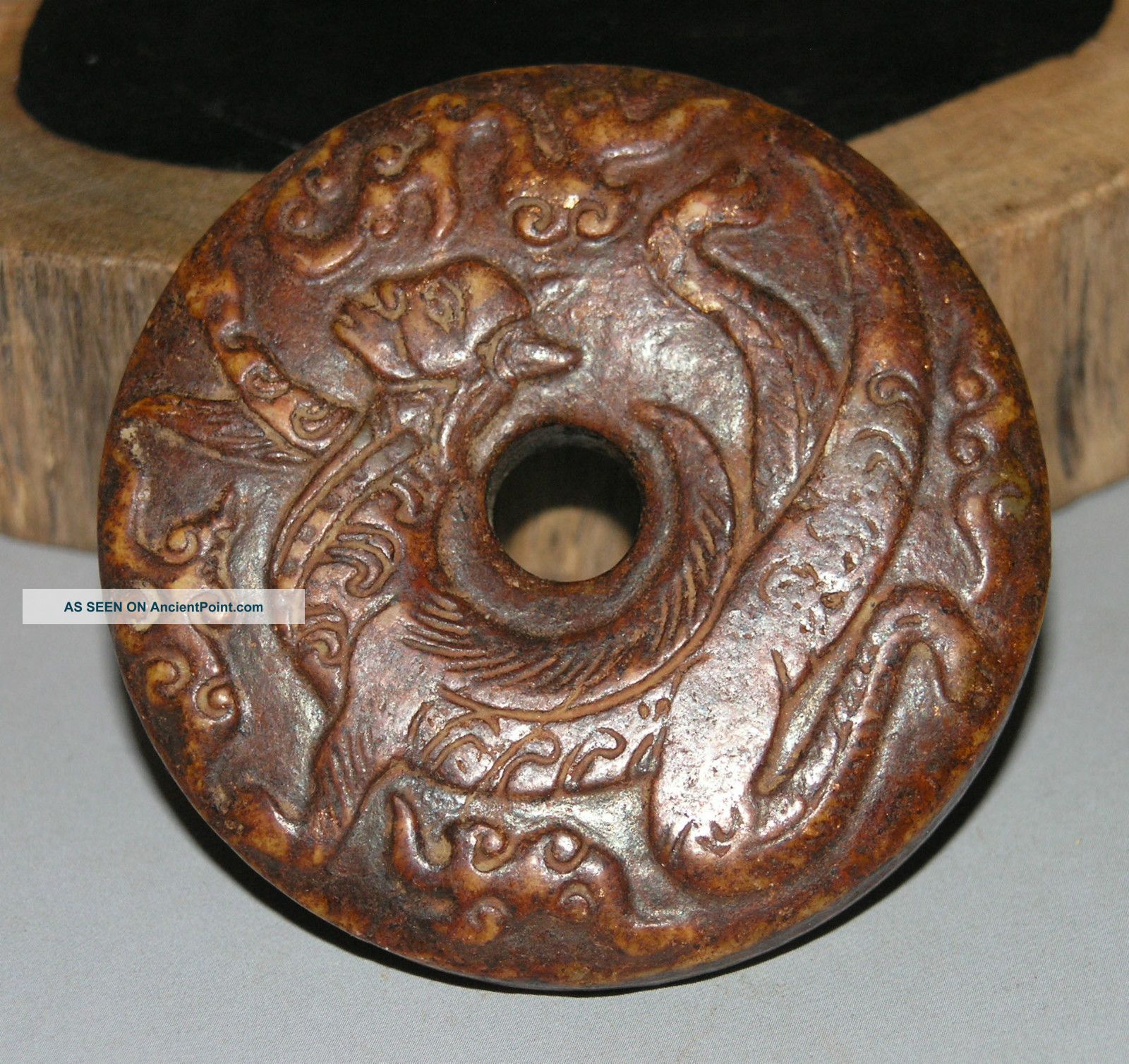 Ancient Chinese Hetian Jade Hand - Carved Pendant (man Face Beast) 2.  5inch Necklaces & Pendants photo