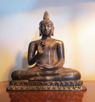 Bronze Statue Of Ceylon Sitting Buddha From Sri Lanka photo