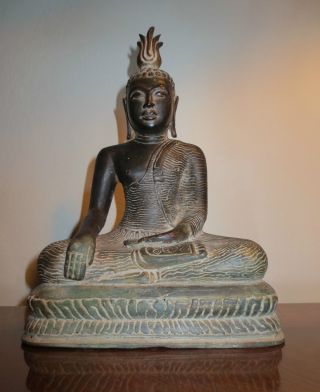 Bronze Statue Of Ceylon Sitting Buddha From Sri Lanka photo