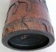 Old Carved Chinese Giant Bamboo Brush Pot With Spotted Deer & Trees (7.  1 