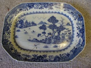 1700s Chinese Blue & White Plate Rivetted Repair photo