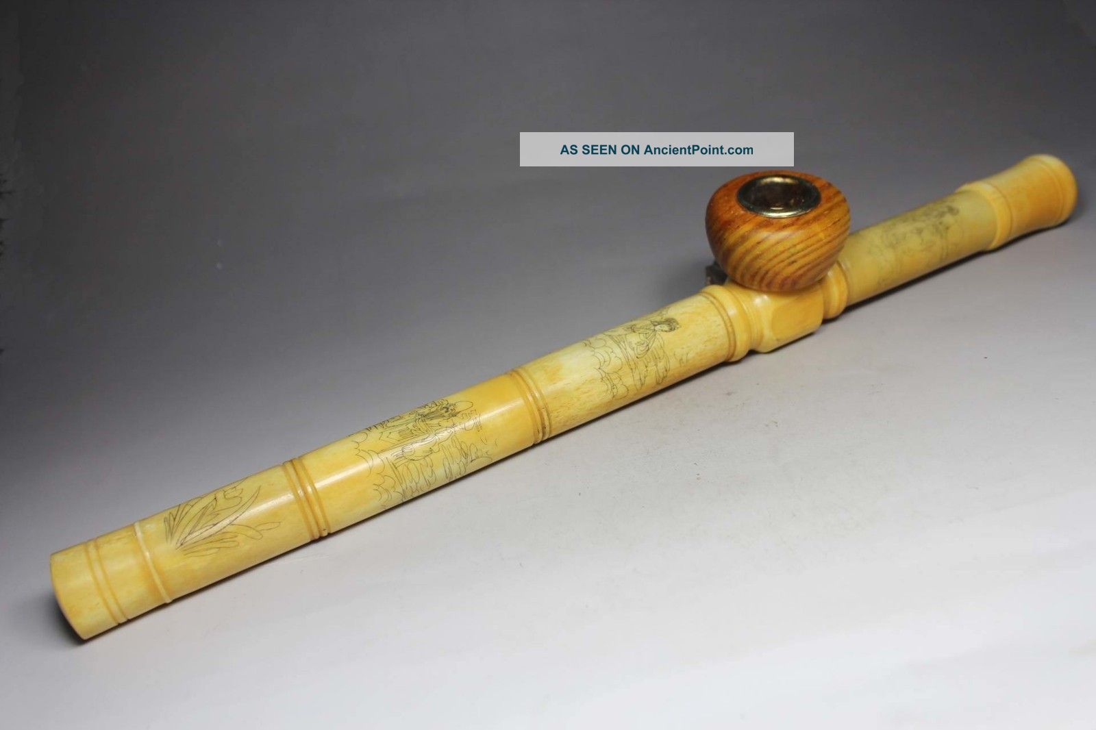 Chinese Old Bone Wonderful Handwork Painting Figure Smoke Tool Other photo