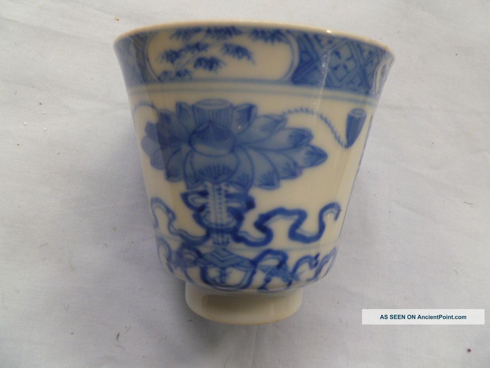 Vintage Chinese Blue & White Porcelain Beaker / Signed.  Nr. Porcelain photo