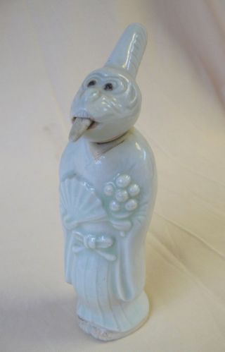 Antique Chinese Porcelain Monkey Figure With Moving Head And Tongue photo