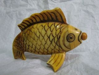 Collection Of Hand - Carved Fine - Ox Bone - Vivid Fish Shape Snuff Bottle photo