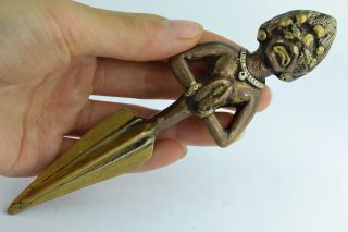 Asian Old Collectibles Decorated Handwork Tibet Copper Exorcism Figure Statue photo