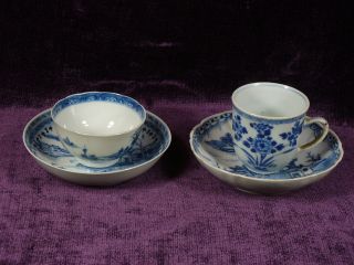 2 Antique Chinese Export Porcelain Kangxi Cup Saucer photo